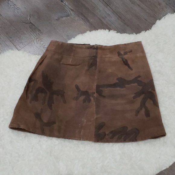 Blue asphalt genuine 100% leather suede skirt - Picture 1 of 7